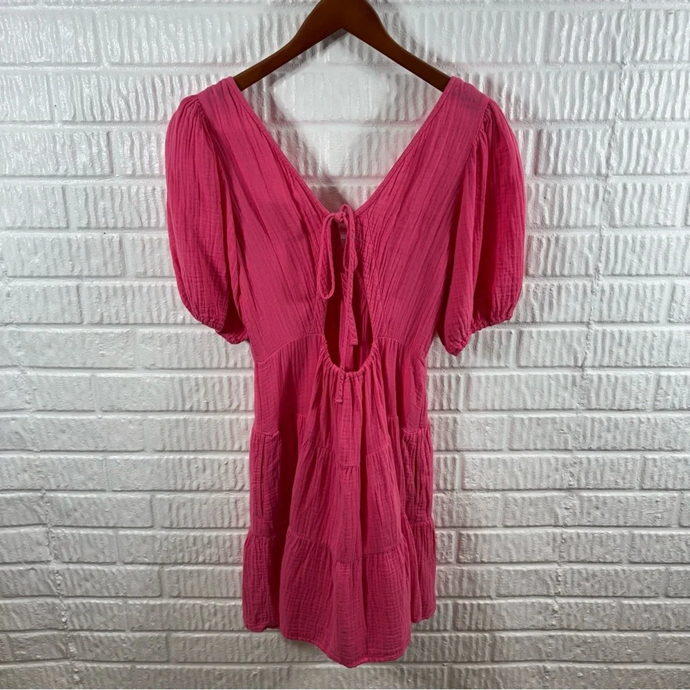 Xirena Nissa Pink Babydoll Puff Sleeve Mini Dress Small - Picture 4 of 6